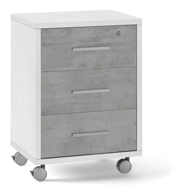 sconto Commode 3 Tiroirs sur Roulettes 51x71x41 cm Oxyde Blanc/Ciment