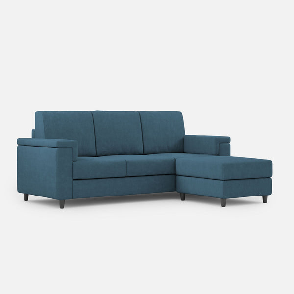 sconto Divano 3 Posti con Pouf 208x155x85 cm Marrak in Tessuto Avio