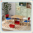 Set Tavolo e Sedie per Bambini con 4 Contenitori per Giochi in Legno e PP   