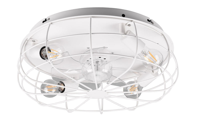 Plafoniera con Ventilatore da Interno Attacco E27 Ø50 cm Metallo Bianco Opaco