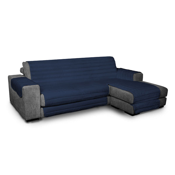 Housse de canapé matelassée en microfibre avec péninsule droite bleu foncé prezzo