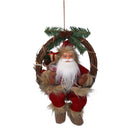 Pupazzo Babbo Natale in Tessuto su ghirlanda marrone rosso cm 23,5x13,5xh30
