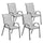 Set 4 Sedie da Giardino 54x71x93 cm Impilabili con Braccioli Curvi in Acciaio e Tessuto Traspirante Grigio
