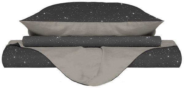 Housse de couette avec taies d'oreiller imprimées en microfibre Etoiles Gris Différentes tailles acquista