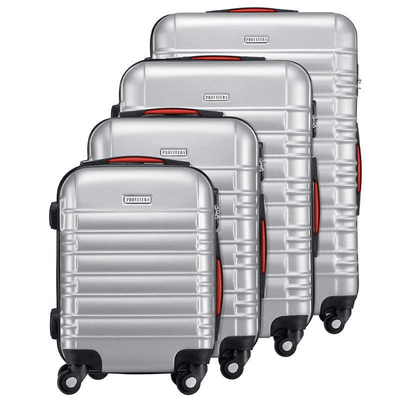 Set 4 Valigie Rigide Trolley Easy Roll Bagaglio a Mano e Stiva da Viaggio in ABS Argento      