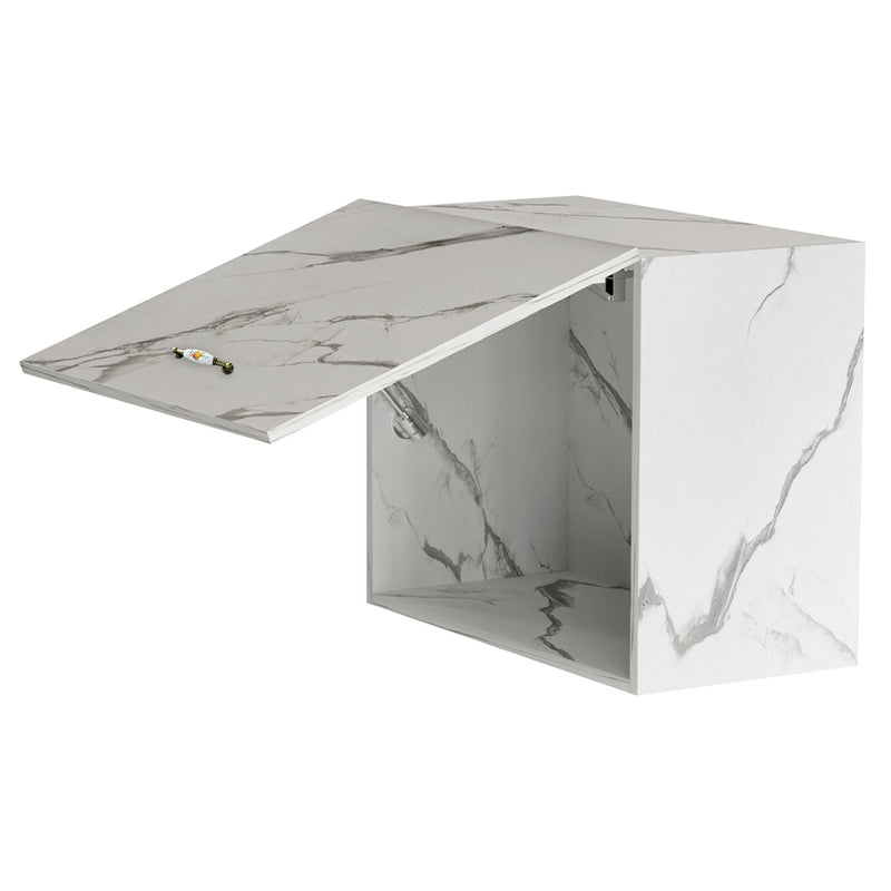 Pensile Cucina con Anta a Ribalta 60x32x49 cm in Legno Bianco Effetto Marmo      