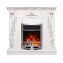 Camino Elettrico da Pavimento 103,5x110x30 cm Effetto Fiamma 2000W Napoli & Galileo Silver Bianco