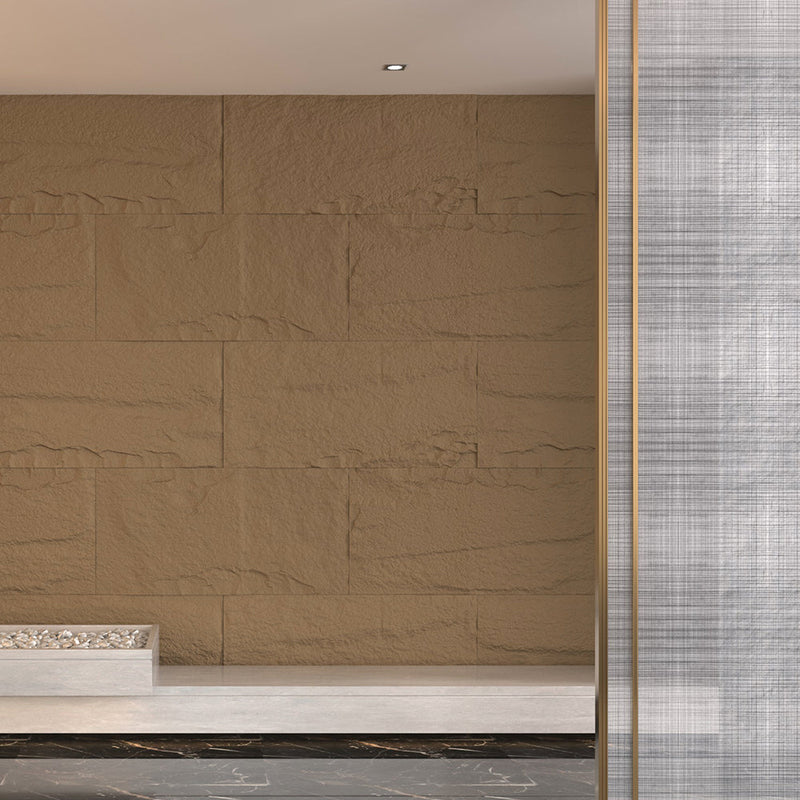 Set 10 Pannelli Decorativi Area 7,2 mq 120x60x3 cm Rivestimento Murale Effetto Pietra Naturale 3D in PU Tufo