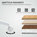 Sedia da Ufficio Ergonomica e Regolabile 58x53x97-107 cm con Schienale Ricurvo in Pelle PU e Acciaio Bianco      