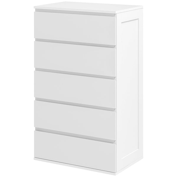 Cassettiera 5 Cassetti con Maniglie Scanalate 60x38x100 cm in Legno Bianco prezzo