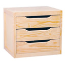 Cassettiera da Tavolo 3 cassetti 39x30x29,5 cm in Legno di Pino Naturale