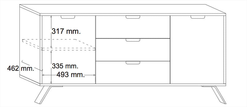 Madia Mobile da Salotto 2 Porte 3 Cassetti 82x156x50cm TFT  Palma Noce