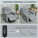 Poltrona Reclinabile 150° con Poggiapiedi Telecomando e Tasca Laterale 96x90x103 cm Effetto Velluto Grigio      