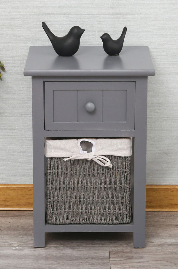 sconto Table de Chevet 2 Tiroirs en Bois Massif 28x30x45 cm Fumer Elliot Gris