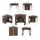 Gazebo Pieghevole 2x2m in Metallo e Poliestere Marrone