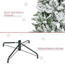 Albero di Natale Innevato Alto 180 cm con 750 Rami Ignifughi e Base in Acciaio Verde      