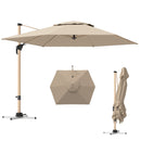 Ombrellone a Sbalzo Inclinabile con Manovella 415x293x270 cm con Base a Croce Kaki   