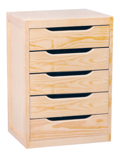 online Cassettiera da Tavolo 5 cassetti 39x30x46 cm in Legno di Pino Naturale Seconda Scelta