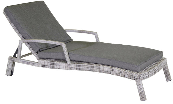 prezzo Chaise longue de jardin en polyrotin avec coussin gris Salem