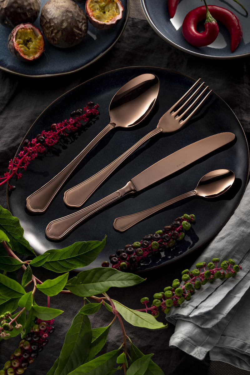 Servizio Set di Posate 24 Pezzi in Acciaio 18/10 PVD Eme Domus Chocolate