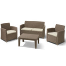 Salotto Set Divano con Poltrone e Tavolino in Resina Antiurto per Arredo Giardino