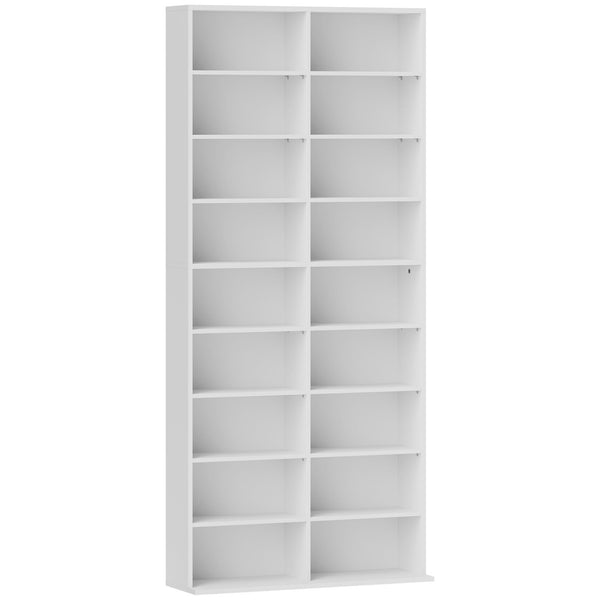 Ripiani per CD e DVD 78,5x24x175 cm con 18 scomparti Capacità 640 CD-360 DVD-430 Blu-ray in Legno Bianco acquista