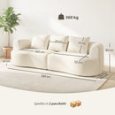 Divano modulare 3 Posti 260x106x82 cm con Seduta Ampia e Cuscini in Chenille Crema      