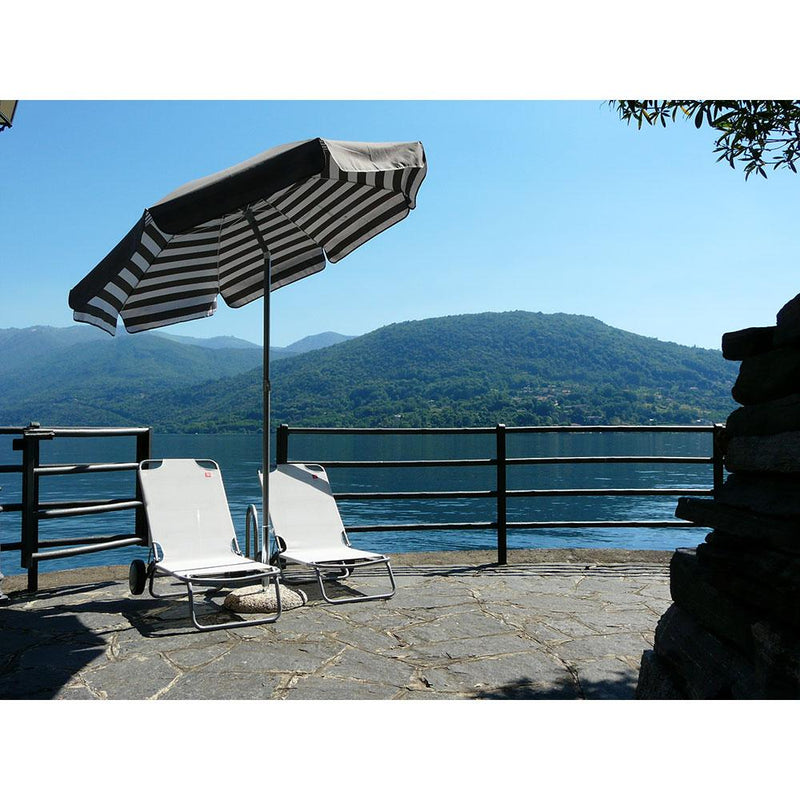 Ombrellone da Giardino Ø2 m Palo Ø33 mm in Acciaio Maffei Venezia Duplex Tortora/Bianco e Tortora