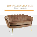 Divano salotto 122x73x78 cm 2 Posti in Velluto Seduta a Conchiglia Lola Marrone