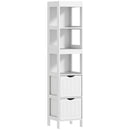 Mobile Bagno 30x30x141,2 cm con 3 Ripiani Aperti e 2 Cassetti in Legno Bianco  