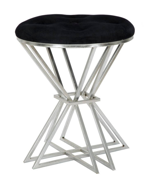 Tabouret Oslo Ø40x50 cm en Fer et MDF et Éponge et Polyester Argent et Noir prezzo
