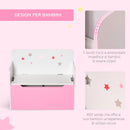 Panca Contenitore Portagiochi con Schienale in Legno 60x30x50 cm Rosa  