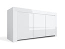 Credenza Mobile da Salotto 3 Porte 162x50x82cm TFT  Amber Bianco Lucido