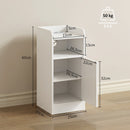Set di 2 Comodini Camera da Letto 25x30x60 cm con Stazione di Ricarica Armadietto e Ripiano Aperto in Truciolare Bianco      