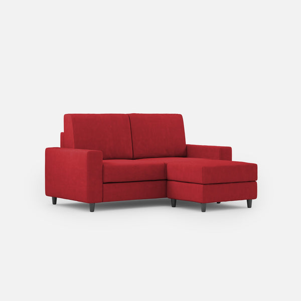 Divano 2 Posti con Pouf 148x155x85 cm Sakar in Tessuto Rosso prezzo