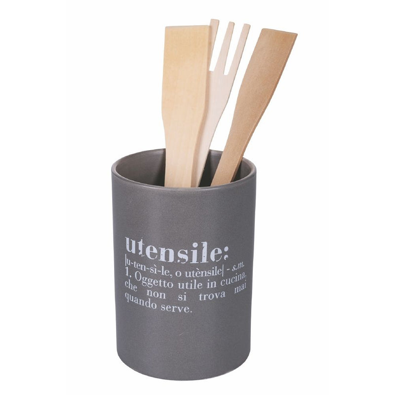 Porta Utensili da Cucina Ø10x14 cm in Ceramica VdE Tivoli 1996 Grigio