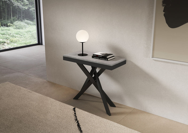 Consolle Allungabile 90-300x40x77 cm Saki Evolution Cemento Gambe Antracite 