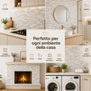 Set 10 Pannelli Adesivi Piastrelle da Parete 30,5 cm Decoro Mosaico Mattoncini in PVC Beige      