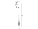 Lampada Palo Alto per Giardino Una Luce Sbalzo Colore Nero per Esterno Linea Maxi Quadrata Livos