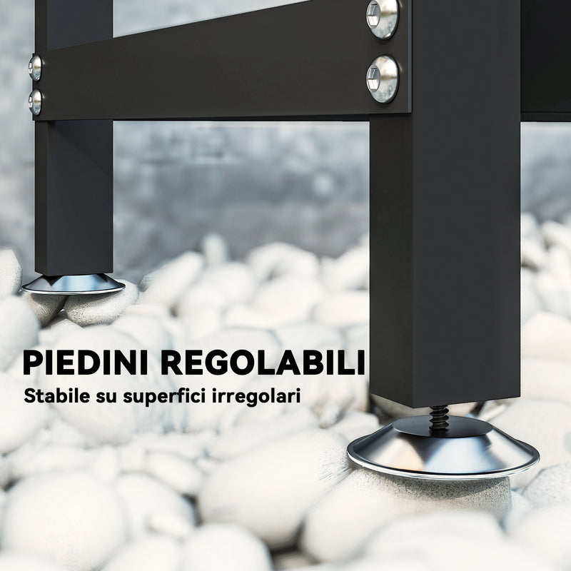 Legnaia Regolabile 235x31x116 cm con Telo Impermeabile e Catene in Acciaio Nero      