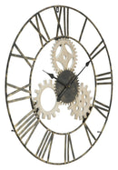 Orologio da Muro Ingranaggi Ø70x4,5 cm in Ferro e MDF Nero