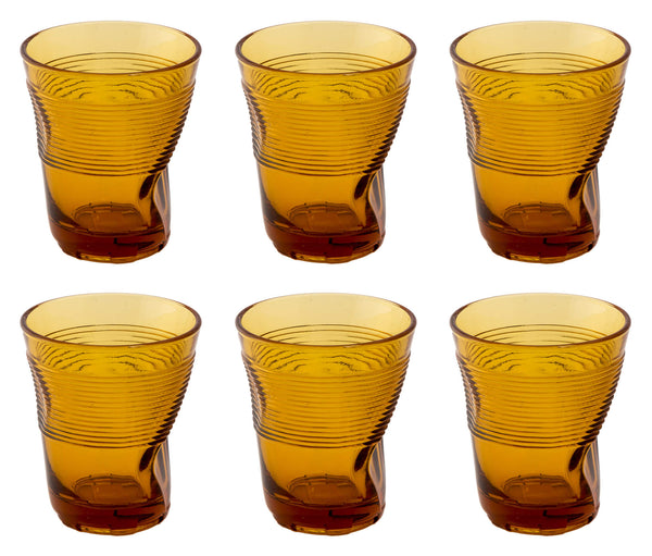 Coffret 6 Verres Froissés 36 cl Ø9 cm en Verre Pressé Ambré Kaleidos acquista