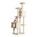 Albero Tiragraffi in Bambù con Morbido Peluche Beige 60x50x180 cm 