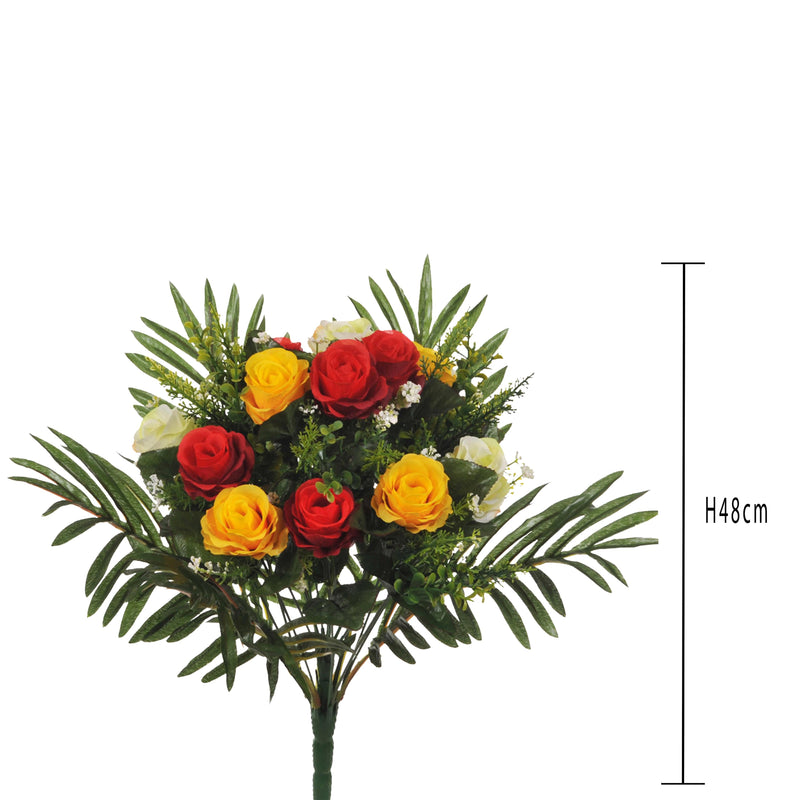 Set 2 Bouquet Artificiale di Rose in Boccio Altezza 48 cm Rosso