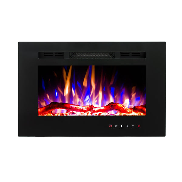 Cheminée Électrique Encastrable 42x66x13,5 cm Effet Flamme 1500W Aladin Noir sconto