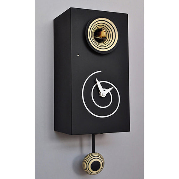 Horloge Coucou Murale 13X25X12Cm Pirondini Italia Spirale Noir sconto