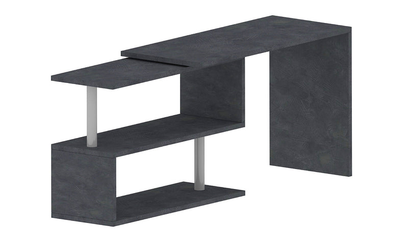 Scrivania con Gamba ad S Girevole 120/65x50x75 cm Volta Ardesia