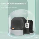 Lettiera per Gatti Chiusa con Coperchio Vassoio Estraibile e Paletta 52x60x42 cm Grigio Scuro  