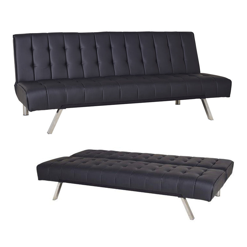 Divano Letto Prontoletto Click Clack Rivestimento in Similpelle Nero Darrel