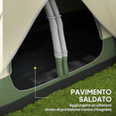 Tenda da Campeggio 450x215x180 cm 6 Posti con 2 Stanze Separate Verde Scuro   